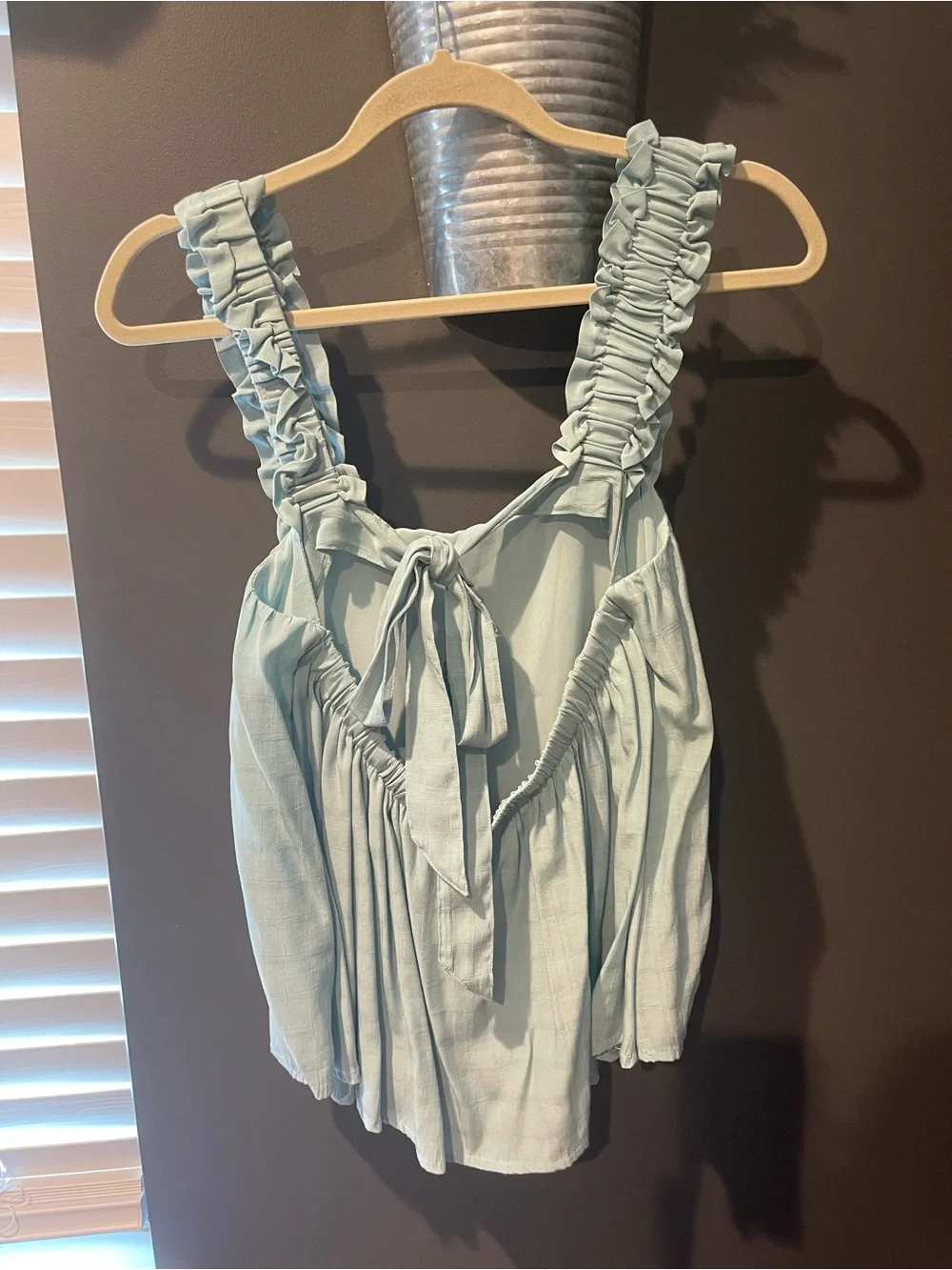 Light blue Ruffle Strap Women's Top
